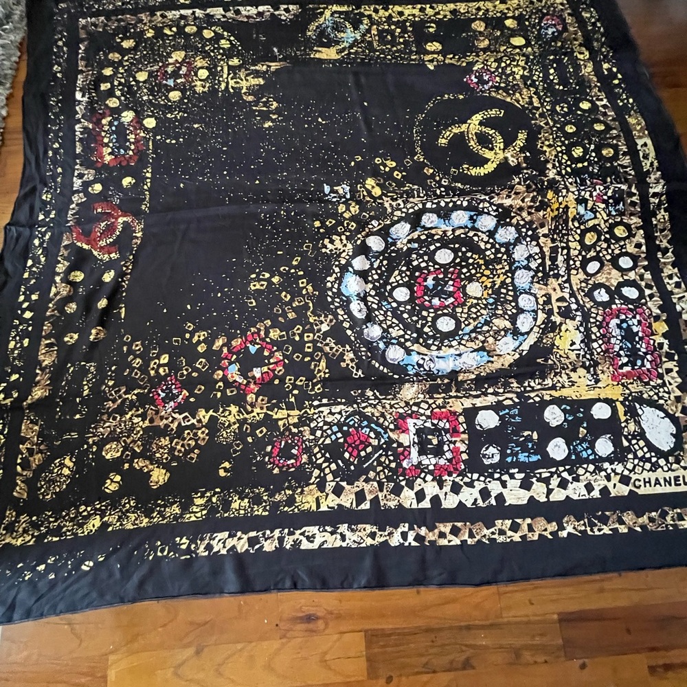 Chanel Silk Oversized Mosaic Design Scarf.